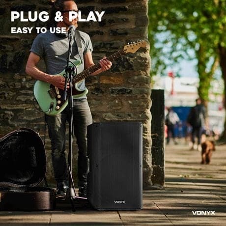 Vonyx VSA700 ABS 15" mobil högtalare med Bluetooth och 2 x trådlösa handmikrofoner