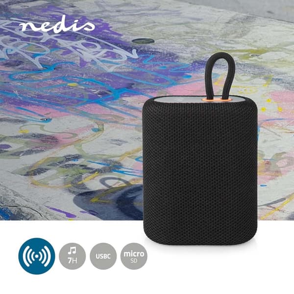 Nedis Bluetooth® Högtalare | Maximal batteritid: 7 timmar | Handhållen design | 7 W | Mono | Inbygd mikrofon | Synkroniseringsbar | Svart