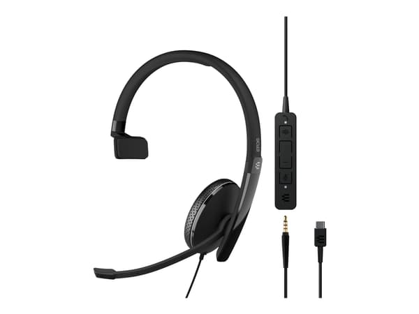 EPOS ADAPT 135T USB-C II - ADAPT 100 Series - hodesett - on-ear - kablet - 3,5 mm jakk, USB-C - svart - Certified for Microsoft Teams, Optimert for U