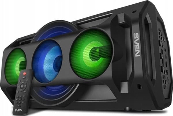 Głośnik Sven PS-680, juodas, power output 2x32.5W (RMS), TWS, Bluetooth, FM, USB, Micro SD, LED-display, RC, lithium battery, SV-020187