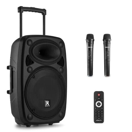 Vonyx Verve38 högtalare med Bluetooth och trådlösa mikrofoner - 800W Peak Effekt Svart