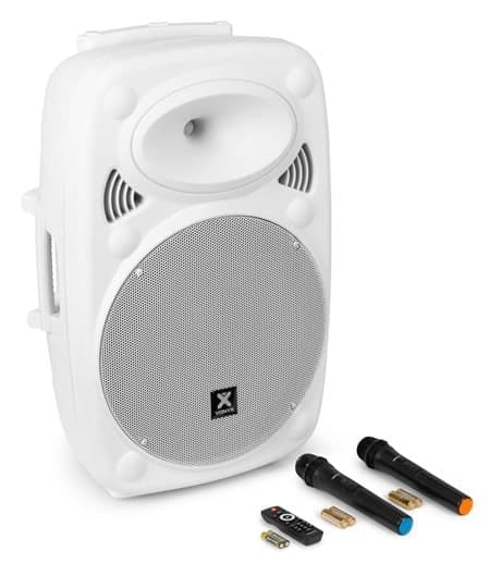 Vonyx Verve mobilt ljudsystem med Bluetooth och trådlösa mikrofoner - 1000W Peak Effekt/400W RMS- Vit