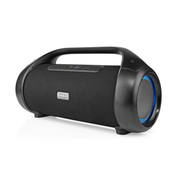 Nedis Bluetooth® Party Boombox | 9.5 timer | 2.1 | 120 W | Media avspilling: AUX / USB | IPX5 | Linkable | Bære håndtak | Party lys | Sort