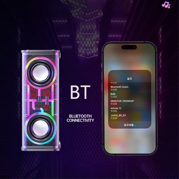 Bluetooth 5.3 Dual Horn RGB Light Trådlös subwoofer Högtalare