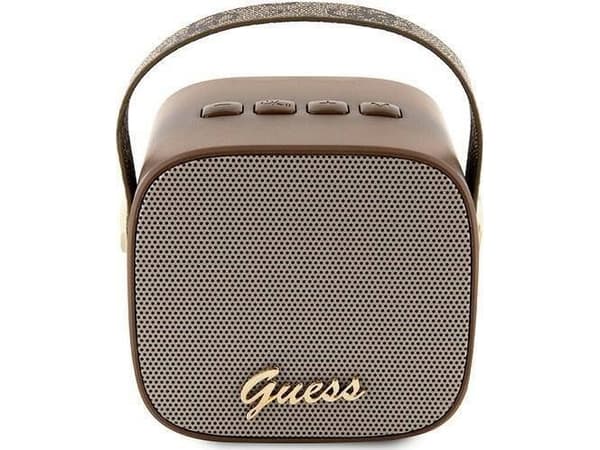 Guess Bluetooth-kaiutin GUWSB2P4SMW Kaiutin Mini Brown/Flex 4G Nahka Script Logo ja hihna