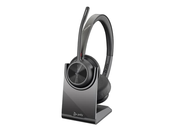Poly Voyager 4320-M - Hodesett - on-ear - Bluetooth - trådløs, kablet - USB-A via Bluetooth-adapter - svart - Certified for Microsoft Teams, Zoom Cer