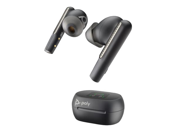 Poly Voyager Free 60+ - True wireless-hörlurar med mikrofon - inuti örat - Bluetooth - aktiv brusradering - USB-A via Bluetooth-adapter, 3,5 mm konta