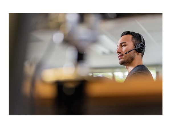 HP Poly Voyager 4320-M - Headset - på örat - Bluetooth - trådlös, kabelansluten - USB-A via Bluetooth-adapter, USB-A - svart - Certifierad för Micros