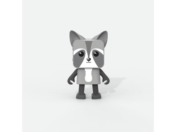 Mobility on Board Dancing Animal Raccoon, 3,6 cm, 3 W, 70 - 20000 Hz, 4 O, 65 dB, Trådløs Grå