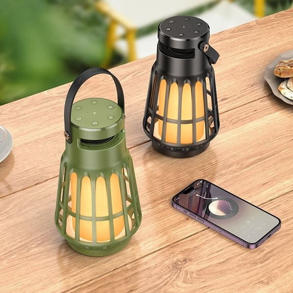 Hoco Trådlös Högtalare Bluetooth Med Camping Ficklampa - Grön