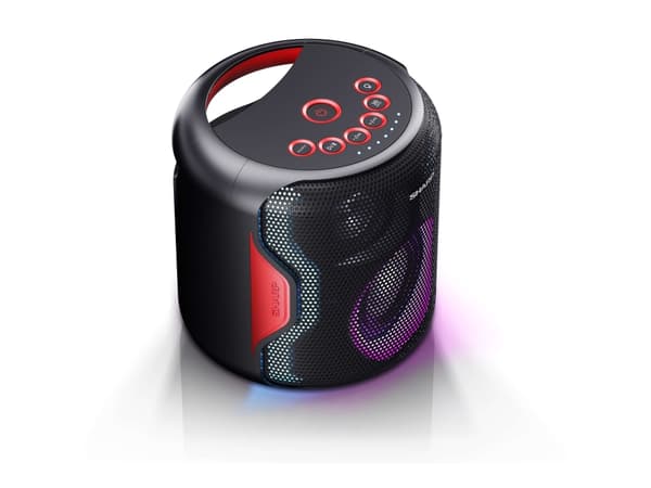 Sharp PS-921(BK) - Partyhögtalare - för bärbar användning - 2.1-kanals - trådlös - Bluetooth - 65 Watt - svart