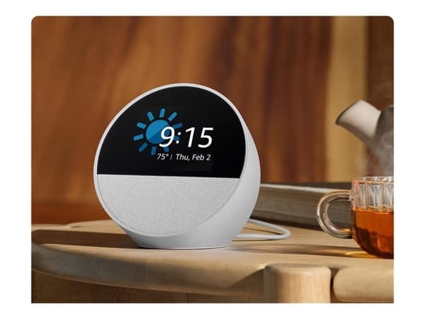 Amazon Echo Spot - Smarthøyttaler - LCD 2.83" - Bluetooth, Wi-Fi - Appstyrt - Isbrehvit