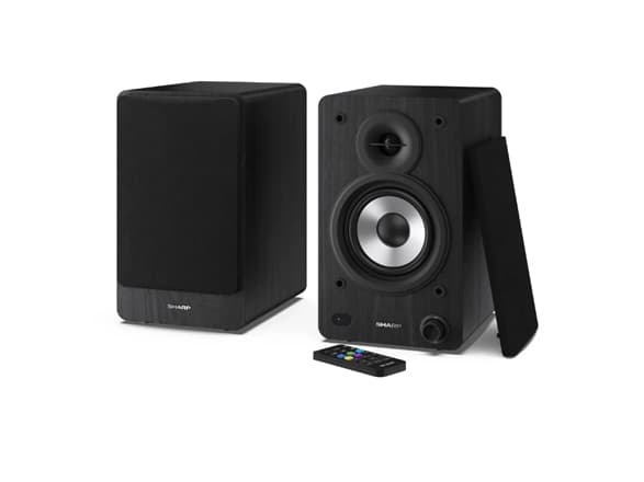Sharp Bookshelf Speakers, 2-veis, 2.0 kanaler, Ledning & Trådløs, 60 W, Sort