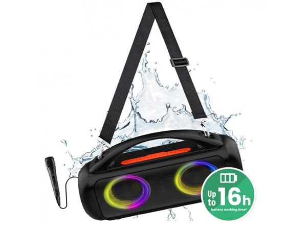 Media-Tech POWER AUDIO PRO – premium Bluetooth 5.3/TWS-høyttaler med KARAOKE. Kraftig 60W RMS / 1200W PMPO. FM-radio, MP3, USB. Litium-ion-batteri (a
