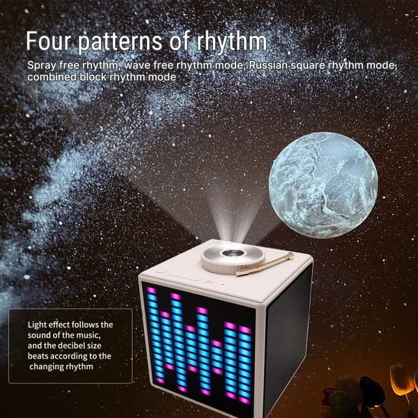 Multifunktionel Galaxy Star-projektor White Noise Bluetooth-højttaler