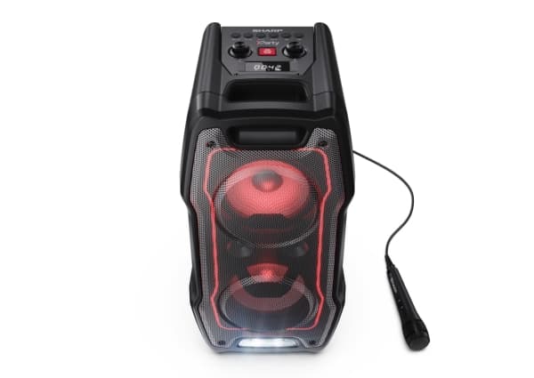 Sharp PS-931 - Partyhögtalare - för bärbar användning - trådlös - Bluetooth - 2-vägs - svart