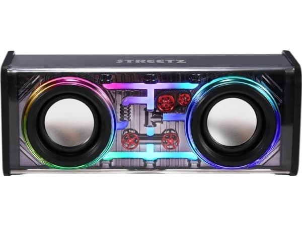 STREETZ läpikuultava Bluetooth-kaiutin TWS:llä ja LED-valotehosteilla, 10W / 6612079 / S320-BLK