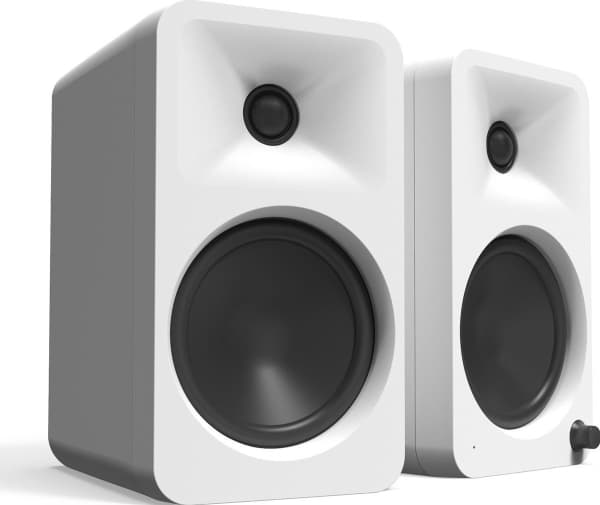 KANTO AUDIO 140W POWERED REFERENCE DESKTOP SPEAKERS WITH BLUETOOTH - WHITE, PAIR (INCLUDES TYPE G POWER CORD)