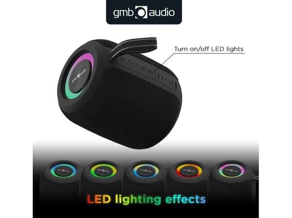 Bärbar högtalare|GEMBIRD|svart|bärbar/trådlös|Bluetooth|SPK-BT-LED-05-BK
