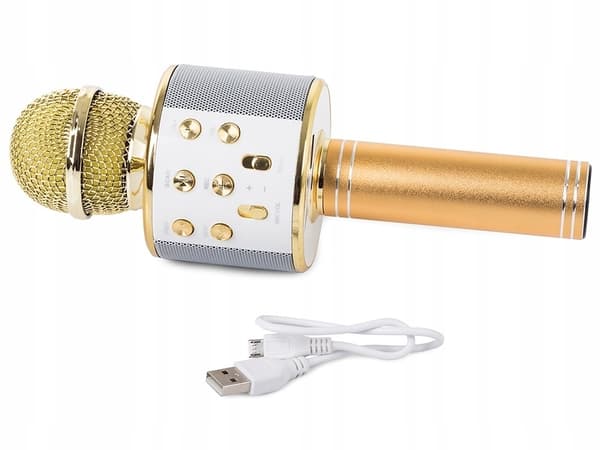 Setty Karaoke Trådlös Mikrofon med Bluetooth-högtalare - Guld