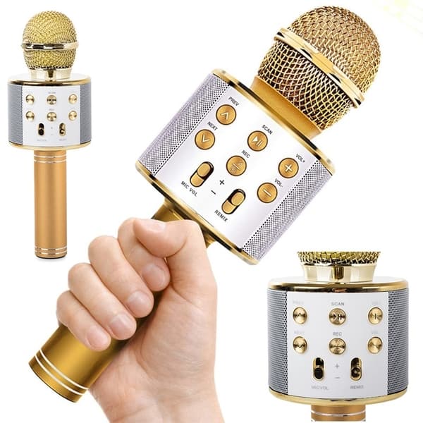Setty Karaoke Trådlös Mikrofon med Bluetooth-högtalare - Guld