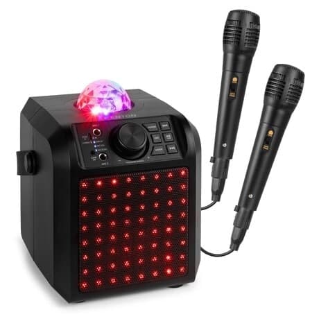 Fenton KAR55B karaoke, 2 mikrofoner - Karaoke högtalare med Bluetooth och Jelly Ball - Svart