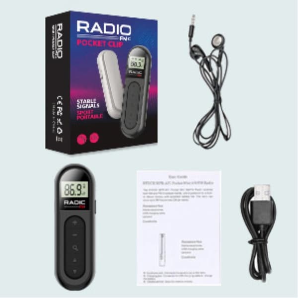 RADIO MI03 Pocket FM radio med klip til sport/løb/møder