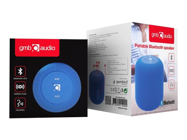 Gembird SPK-BT-15 - Høyttaler - for bærbar bruk - trådløs - Bluetooth - 5 watt - blå