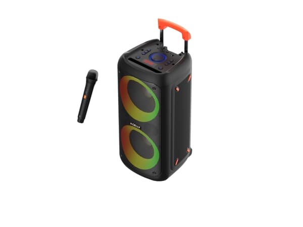 Partyspeaker 40W + 2 trådlösa mikrofoner Sort