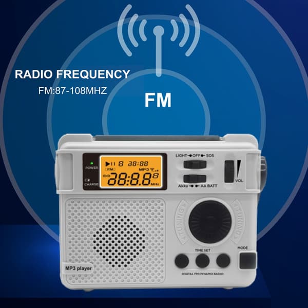 Emergency AM FM-radio Bluetooth Afspiller Håndsvinggenerator PowerBank