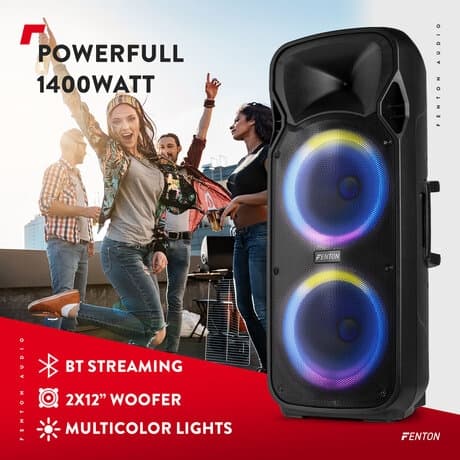 Fenton FT212LED MK2 Bärbart Ljudsystem 2x 12" 1400W peak effekt
