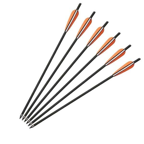 Kol Korsbåge Pil, 20 Tums Längd, 4 Fjädrar, orange vit 24st