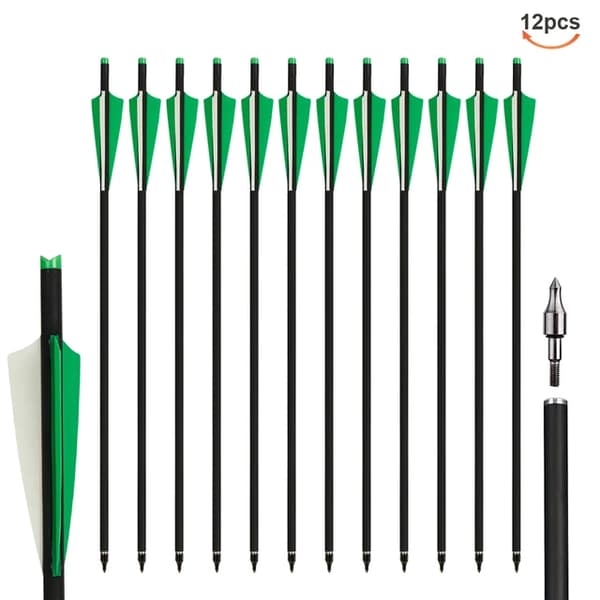 Kulfiberpile, Blandet Kulstof Materiale, Aftagelig Pilespids, 12 stk 20 tommer