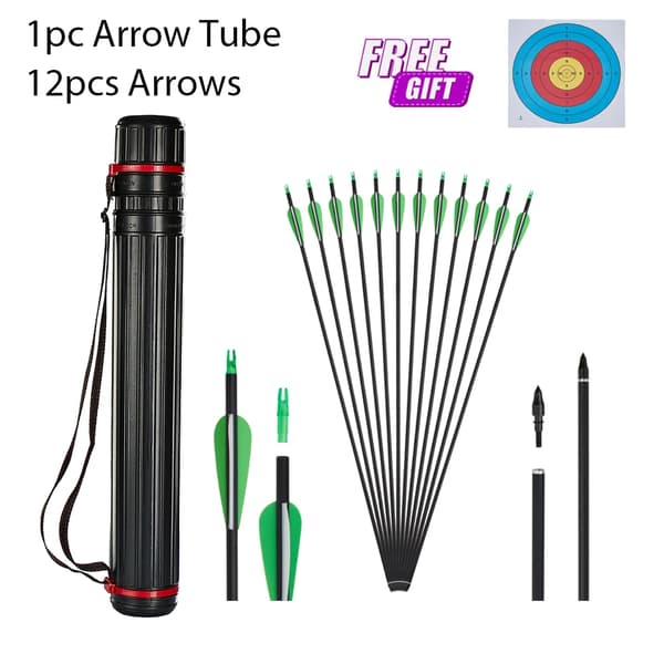 Pile af pile, 31 tommer kulfiberpil, recurve/compound bue, Gul