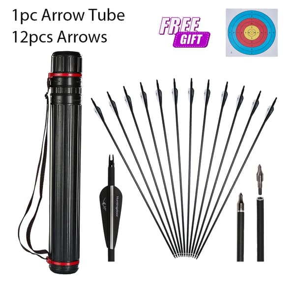 Pile af pile, 31 tommer kulfiberpil, recurve/compound bue, HVID