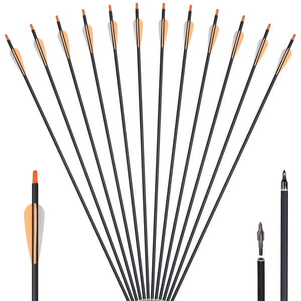 Kulfiberpile, 315 tommer længde, ID 62mm, 12 stk appelsin