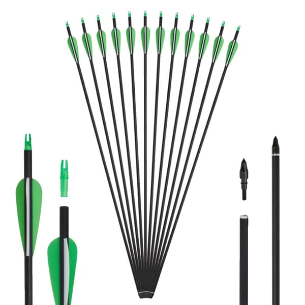 Kulfiberpile, 315 tommer længde, ID 62mm, 12 stk grønne