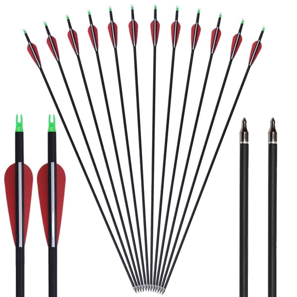 Kulfiberpile, 315 tommer længde, ID 62mm, 12 stk rød