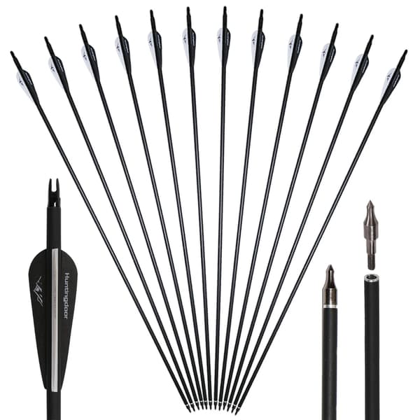 Kulfiberpile, 315 tommer længde, ID 62mm, 12 stk sort