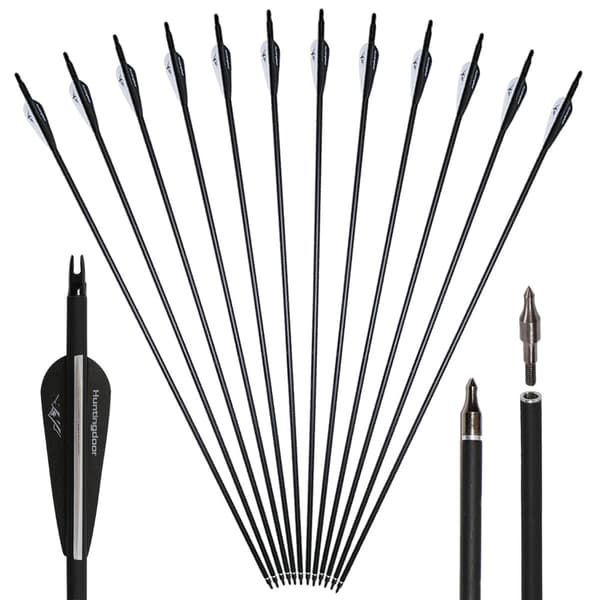 Kulfiberpile, 315 tommer længde, ID 62mm, 12 stk sort