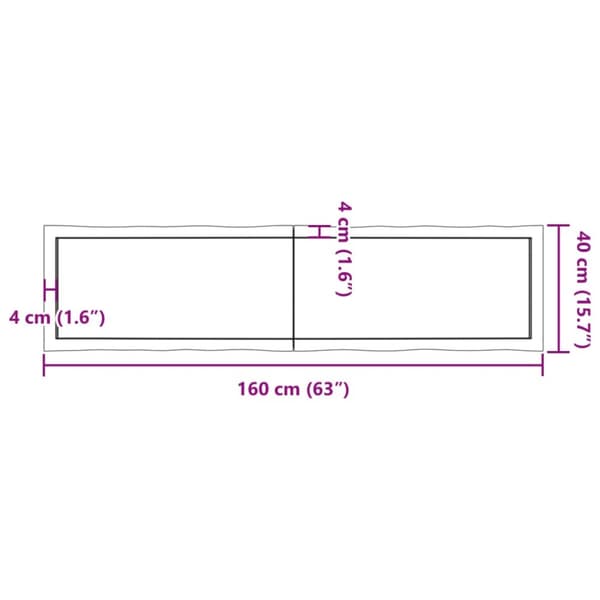 Bordsskiva 160x40x(2-6) cm obehandlad massiv ek levande kant