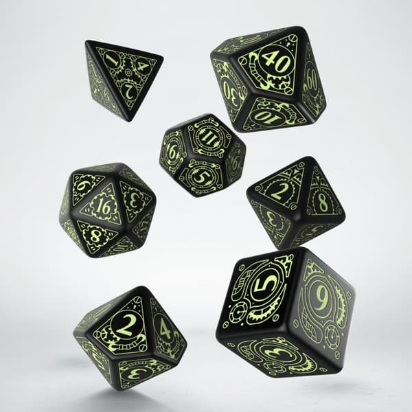 Tärningsset - Steampunk Black & glow-in-the-dark (SSTE19) - Brädspel