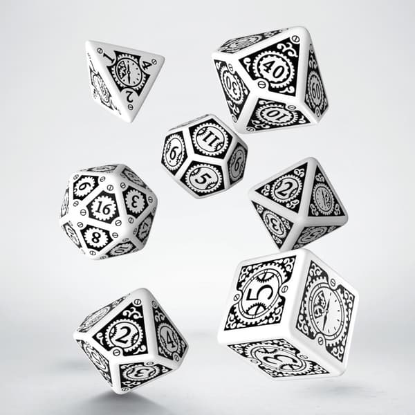 Tärningsset - Steampunk Clockwork White & black (SSTC02) - Brädspel