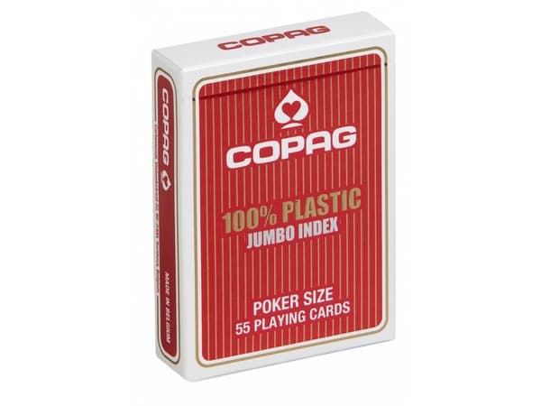 Pokerkort 100 plast PKJ4. Röd kortlek, stort index i 4 hörn