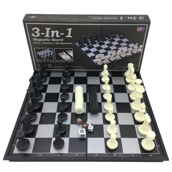 3-i-1 Spelset, Schack - Backgammon - Dam