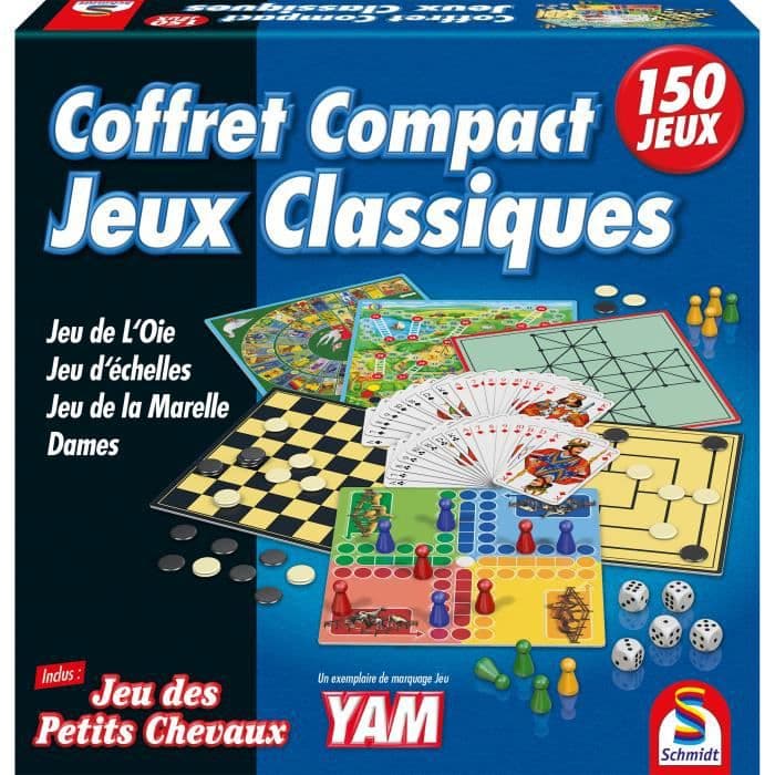 SCHMIDT UND SPIELE - Boks med 150 brætspil - Boks med spil til alle aldre i kompakt format