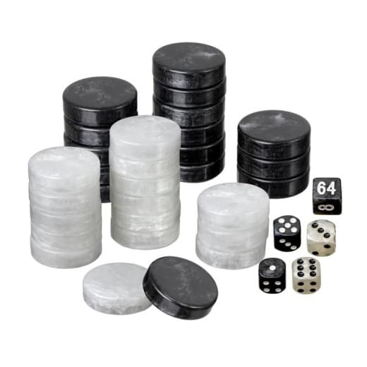 Backgammon stykker sæt Sort/Hvid 34 mm