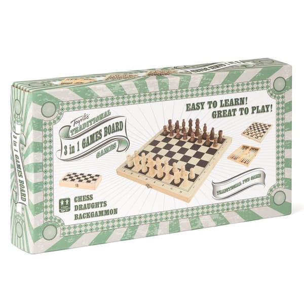 Toyrific 3 In 1 Board Game Beige/Brown/Black One Size