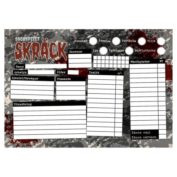 Sagospelet Skräck - Rollformulär