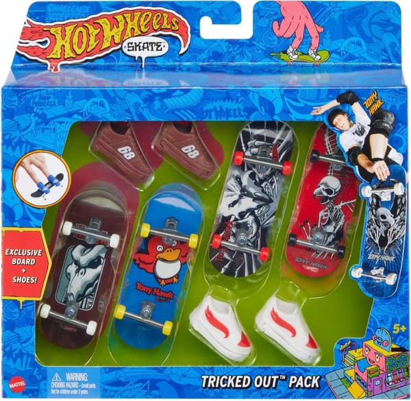Hot Wheels Skate Gripbräda & Sko - fingerbräda, 4 st